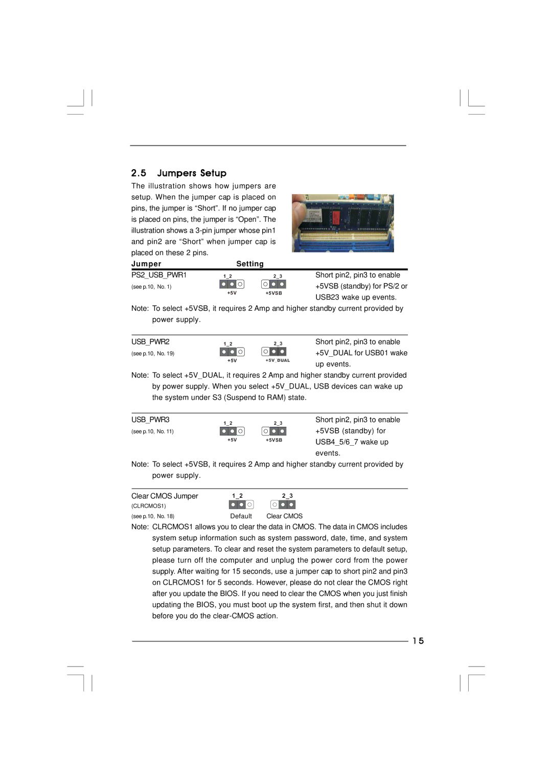 ASRock PV530A-ITX manual Jumpers Setup, Setting 