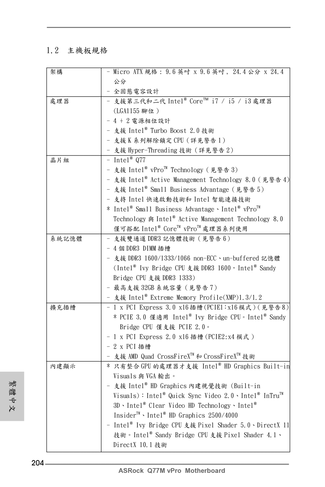 ASRock Q77M vPro manual 204 