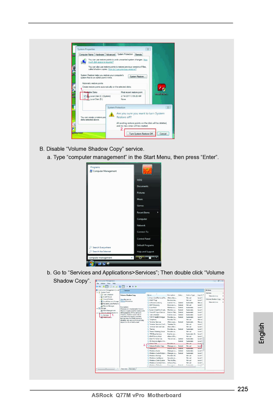 ASRock Q77M vPro manual 225 