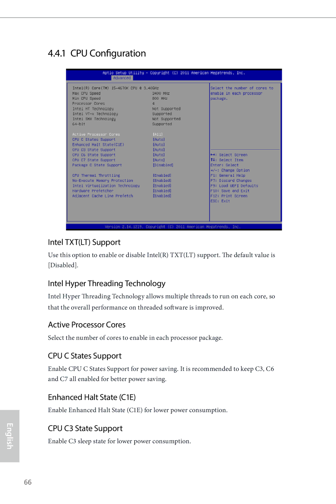 ASRock Q87M vPro manual CPU Configuration 