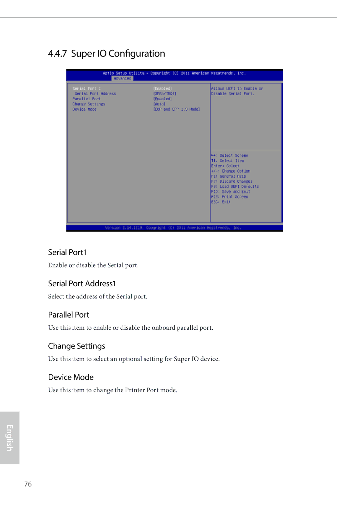 ASRock Q87M vPro manual Super IO Configuration 