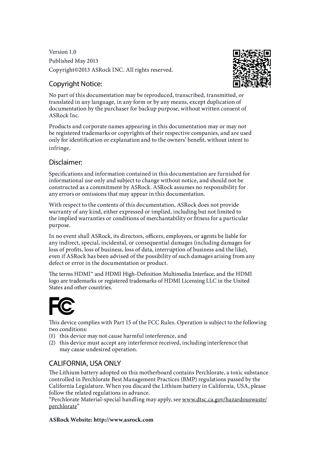 ASRock Q87M vPro manual Copyright Notice, Infringe 