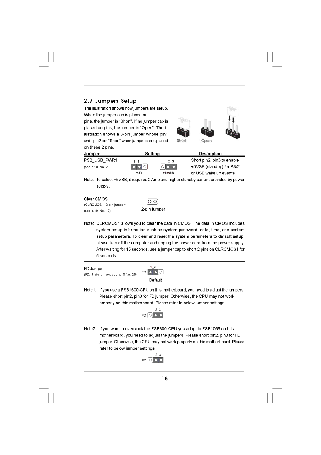 ASRock Version 1.0 manual Jumpers Setup, PS2USBPWR1 