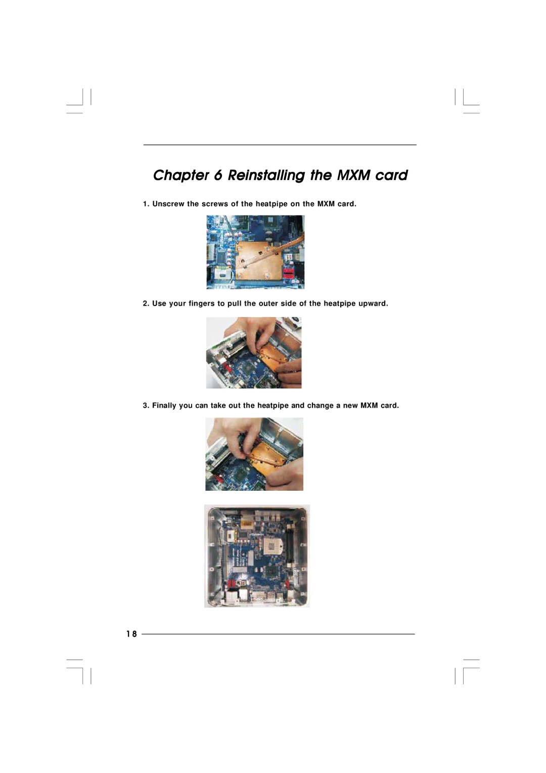 ASRock Vision 3D Series manual Reinstalling the MXM card 