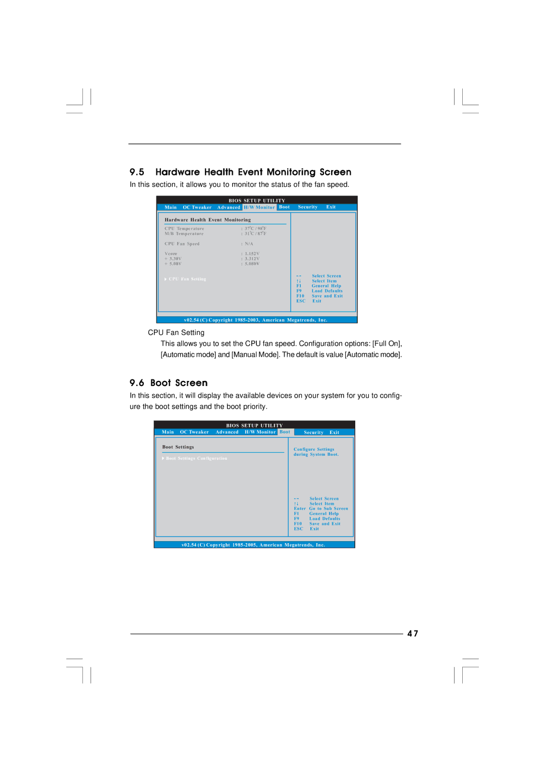 ASRock Vision 3D Series manual Hardware Health Event Monitoring Screen, Boot Screen, CPU Fan Setting 