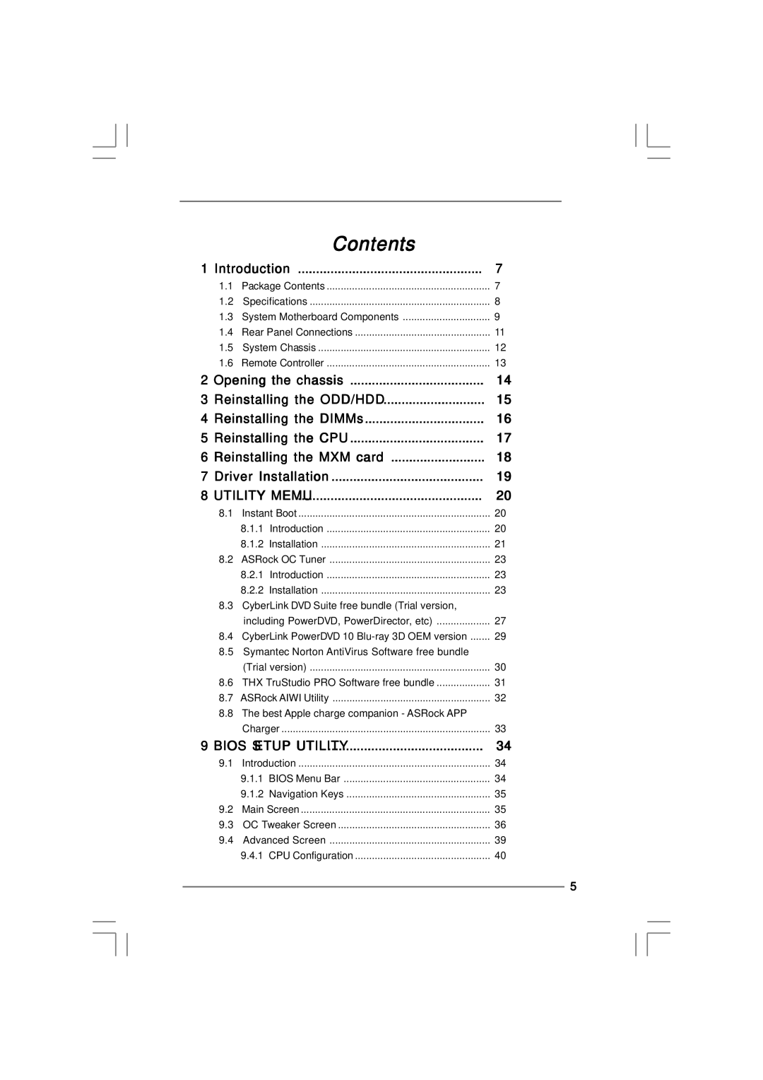 ASRock Vision 3D Series manual Contents 