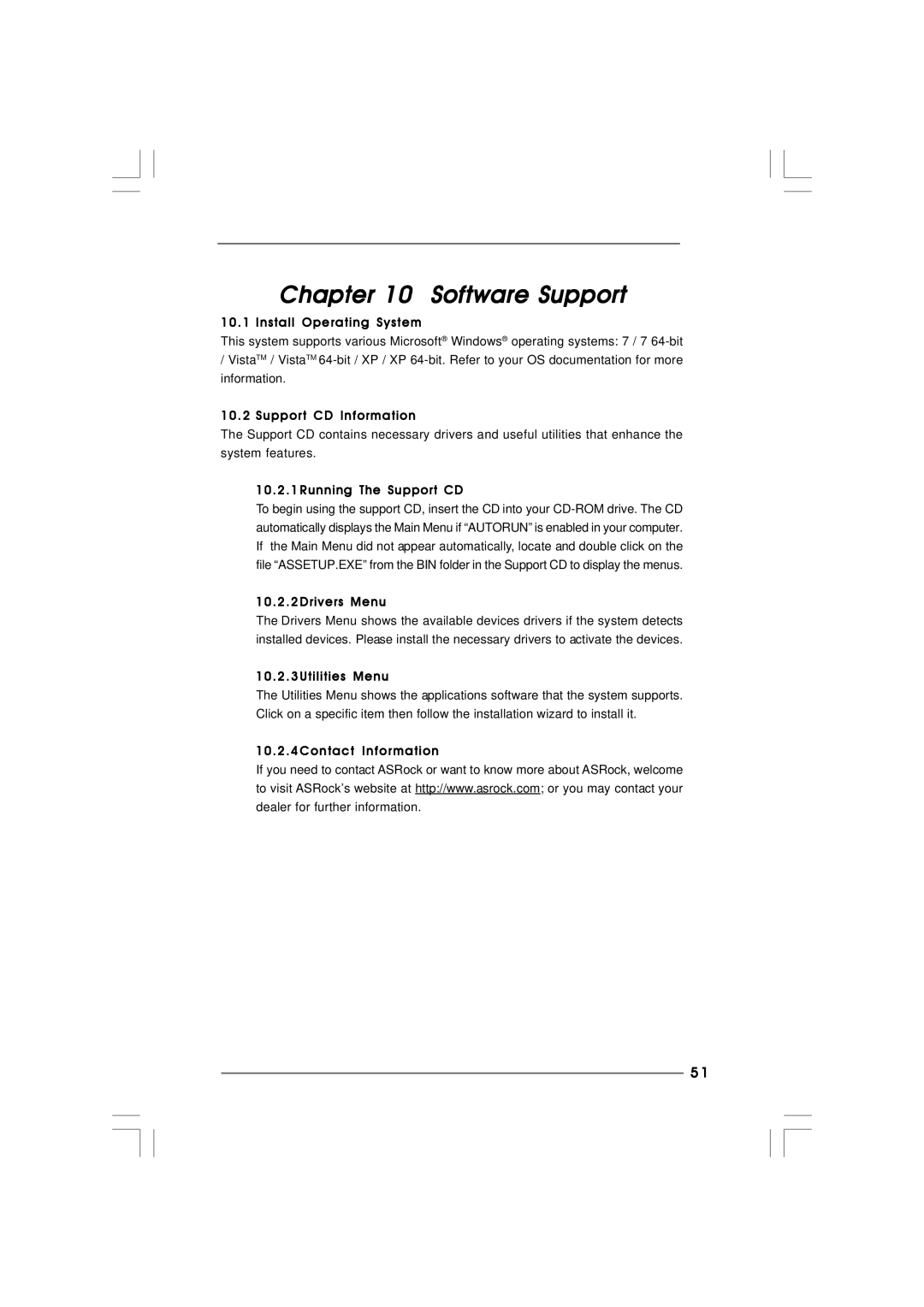 ASRock Vision 3D Series manual Software Support 