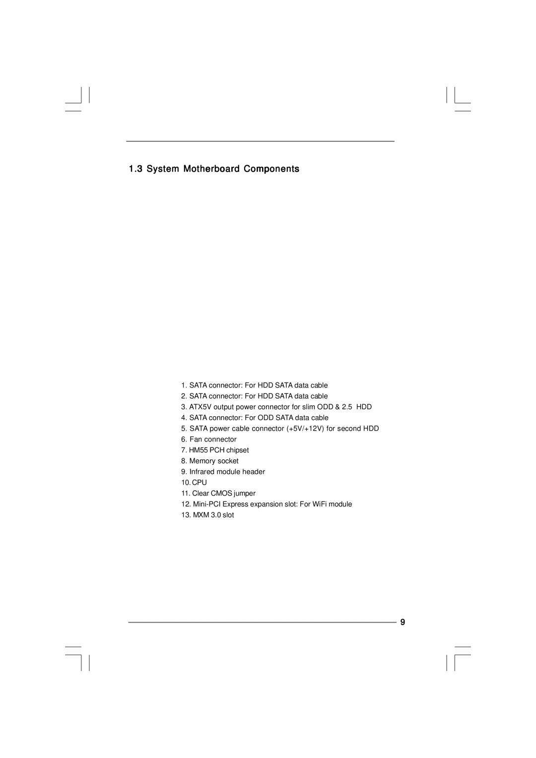 ASRock Vision 3D Series manual System Motherboard Components 