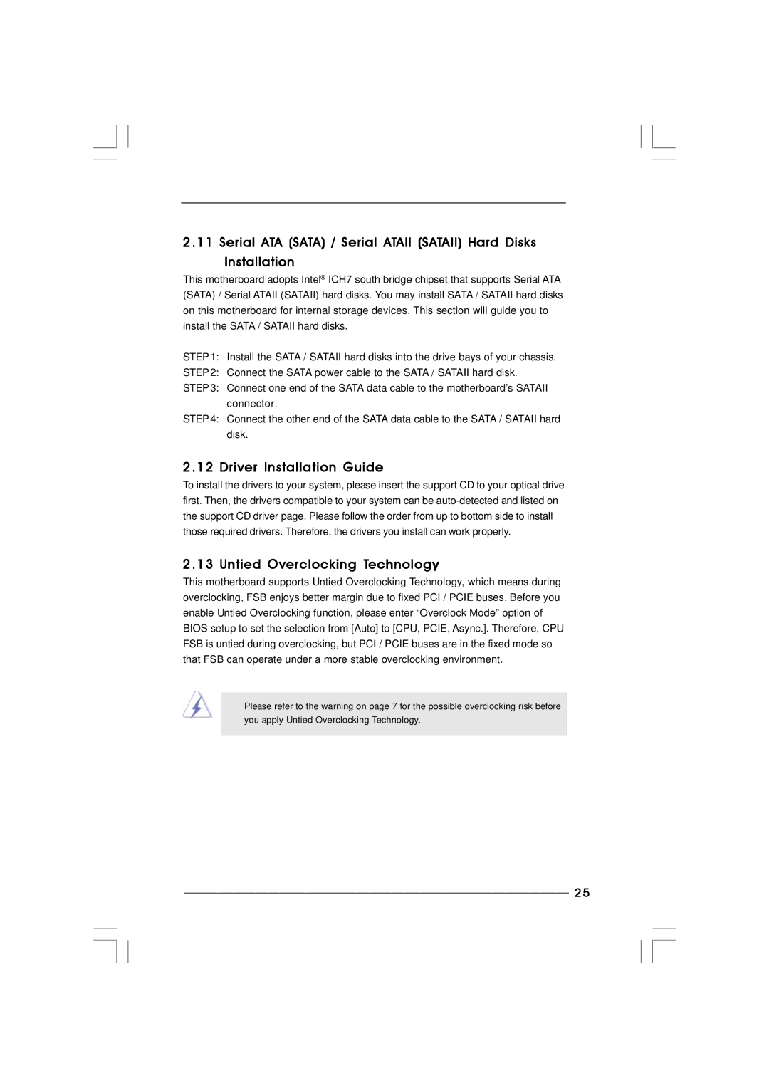 ASRock Wolfdale1333-GLAN manual Driver Installation Guide, Untied Overclocking Technology 