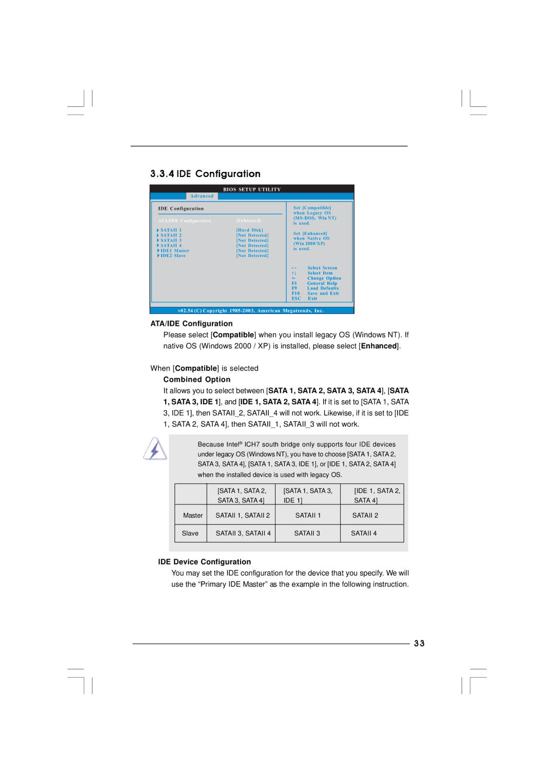 ASRock Wolfdale1333-GLAN manual ATA/IDE Configuration, Combined Option, IDE Device Configuration 