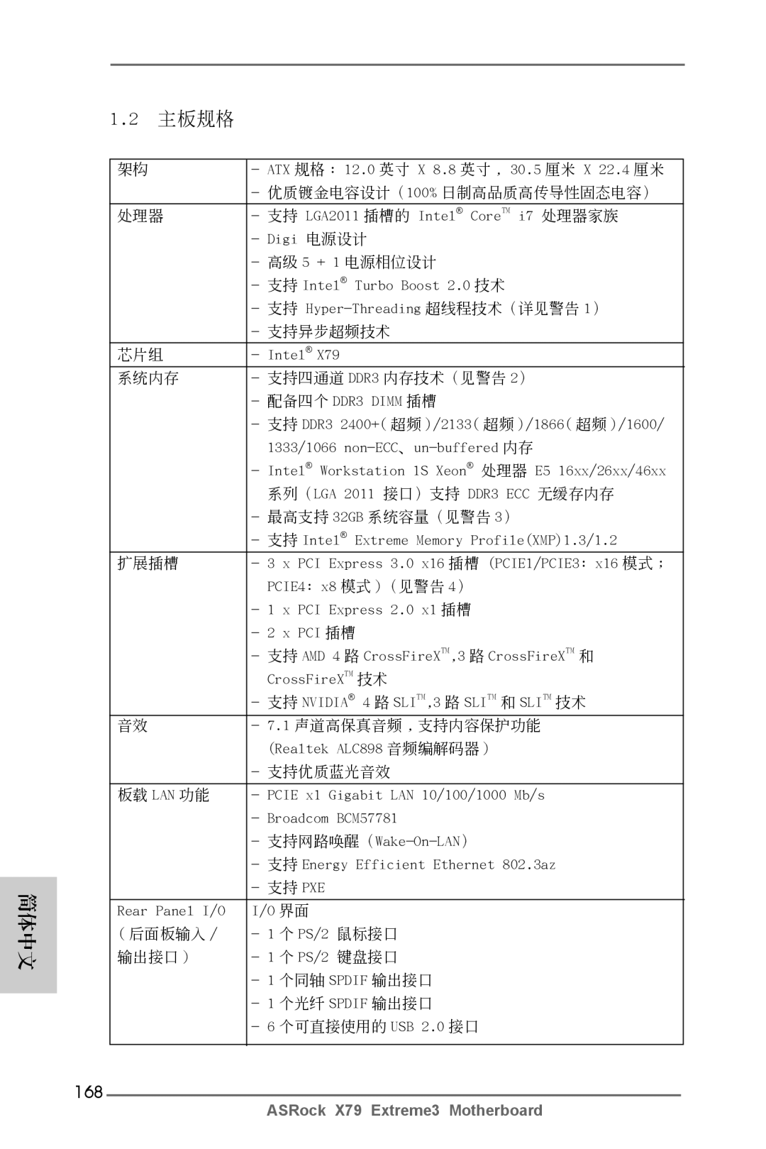 ASRock X79 Extreme3 manual 主板規格, 168 