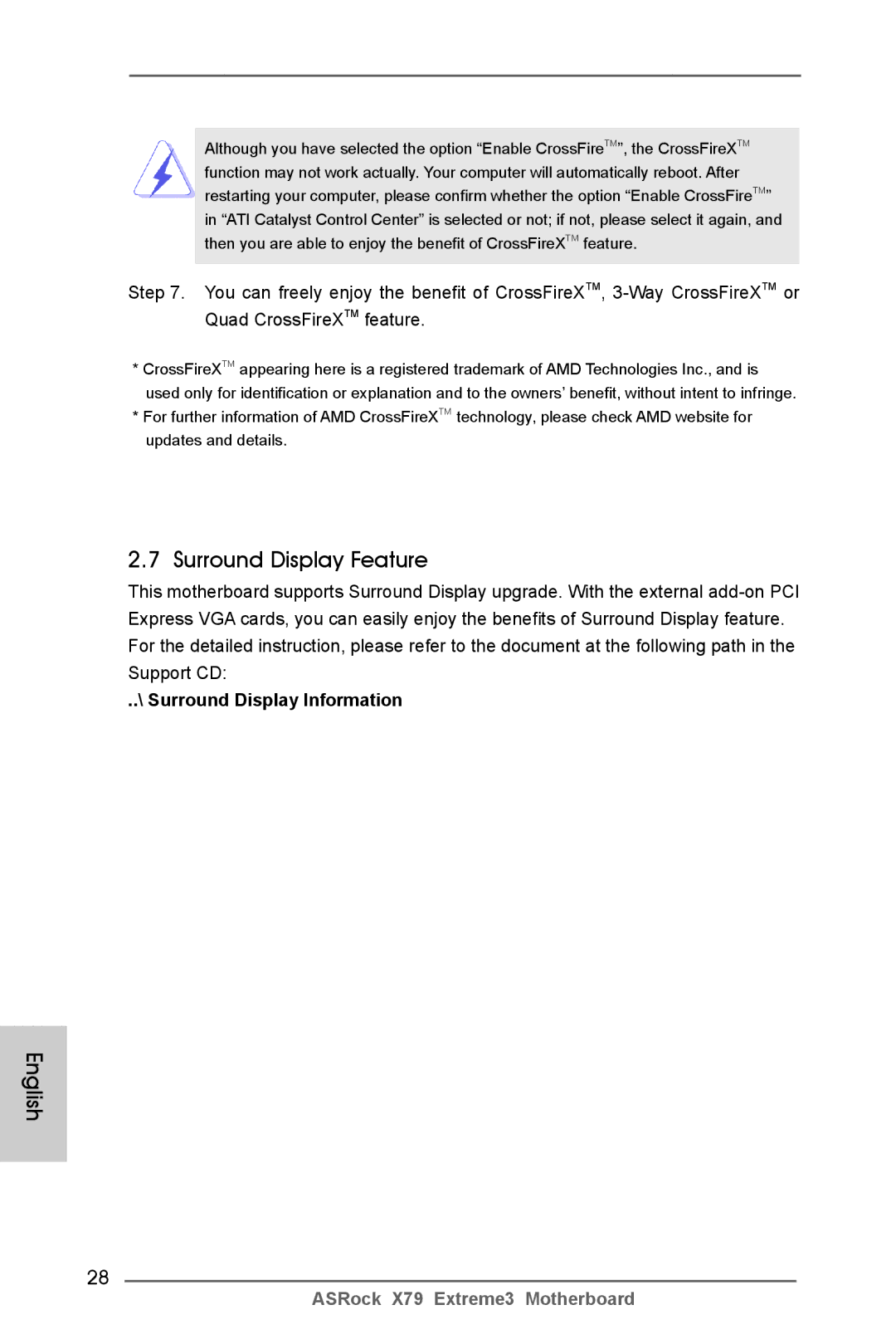 ASRock X79 Extreme3 manual Surround Display Feature, Surround Display Information 