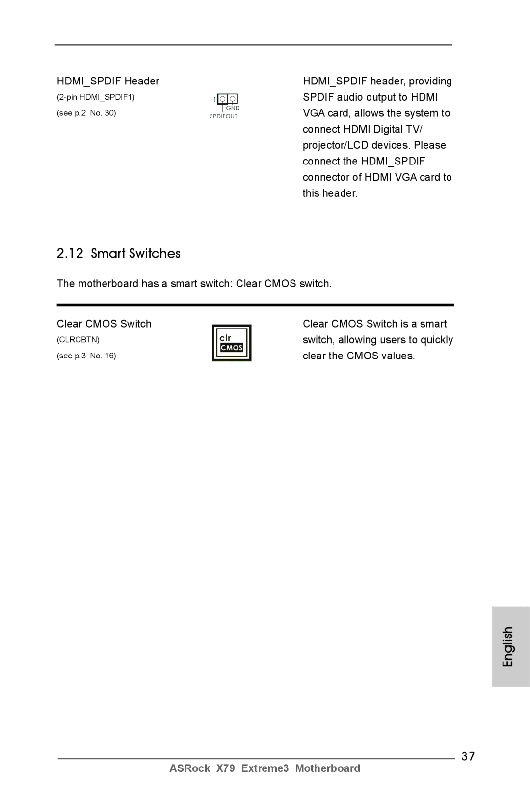 ASRock X79 Extreme3 manual Smart Switches 