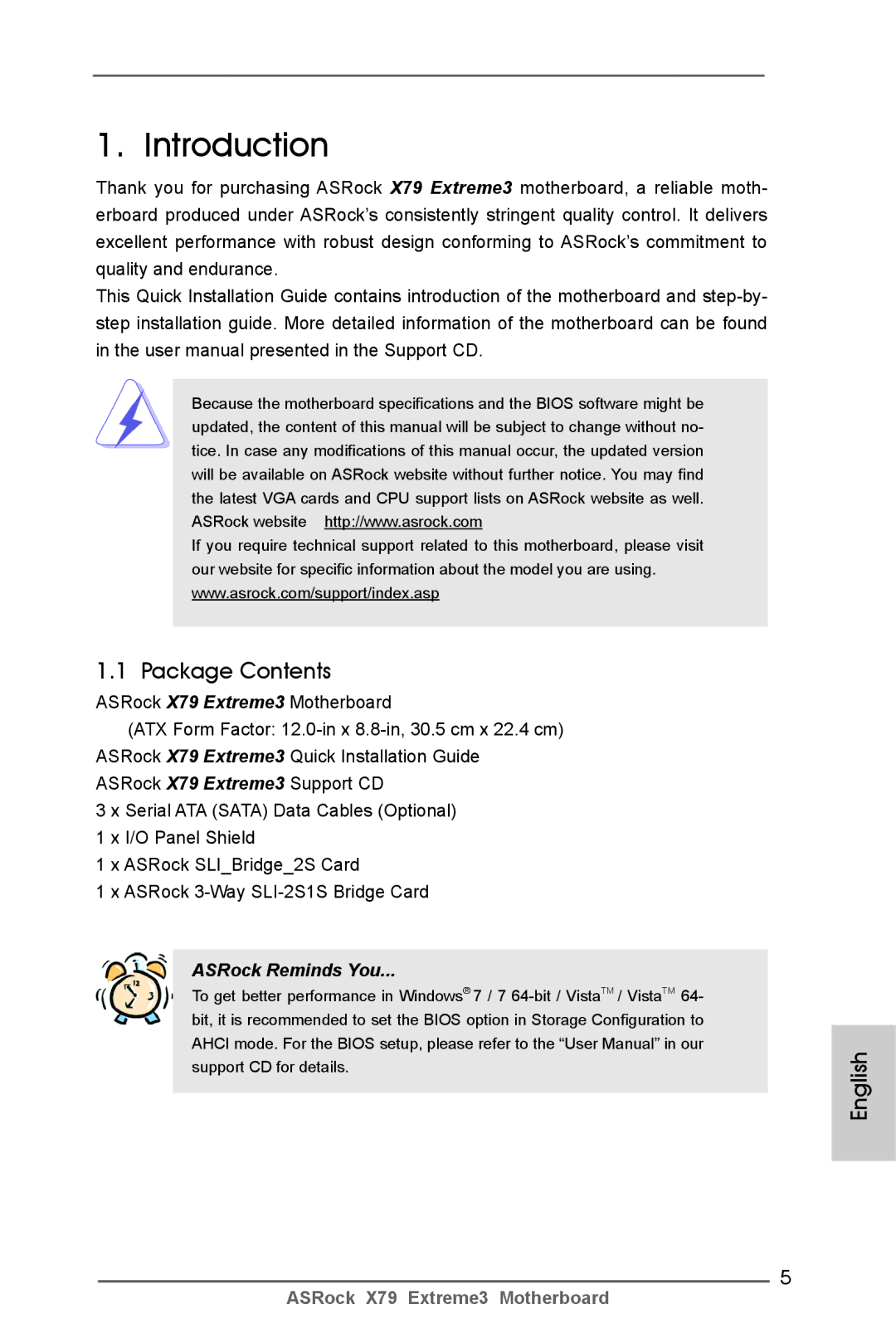 ASRock X79 Extreme3 manual Introduction, Package Contents 