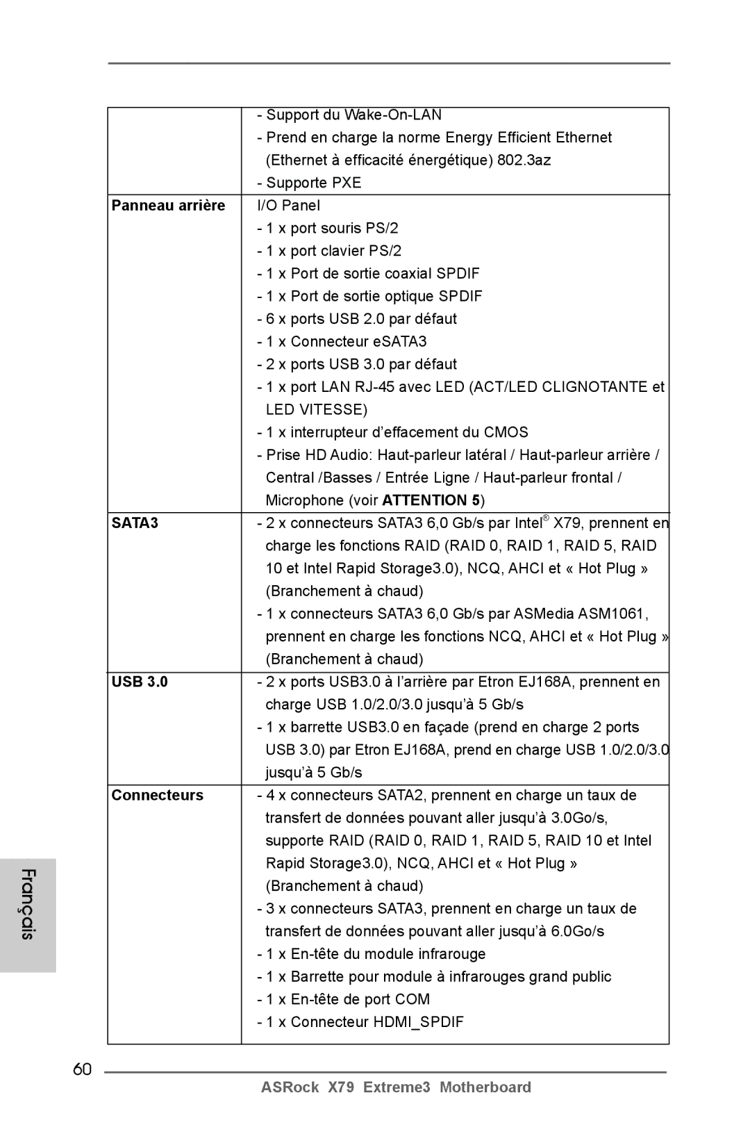 ASRock X79 Extreme3 manual Panneau arrière, Usb, Jusqu’à 5 Gb/s, Connecteurs 