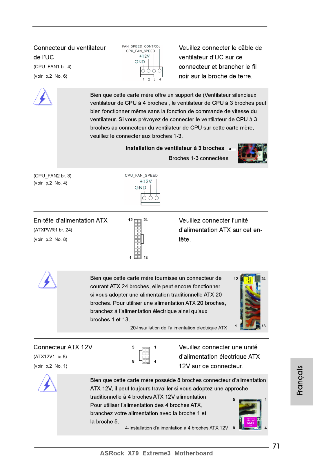 ASRock X79 Extreme3 manual En-tête d’alimentation ATX Veuillez connecter l’unité, Tête, ’alimentation électrique ATX 