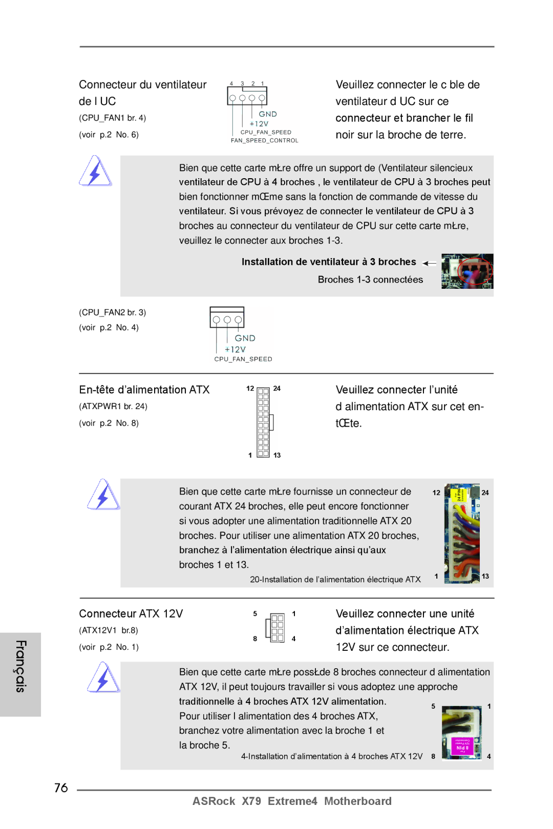 ASRock X79 Extreme4 manual En-tête d’alimentation ATX Veuillez connecter l’unité, Tête, ’alimentation électrique ATX 