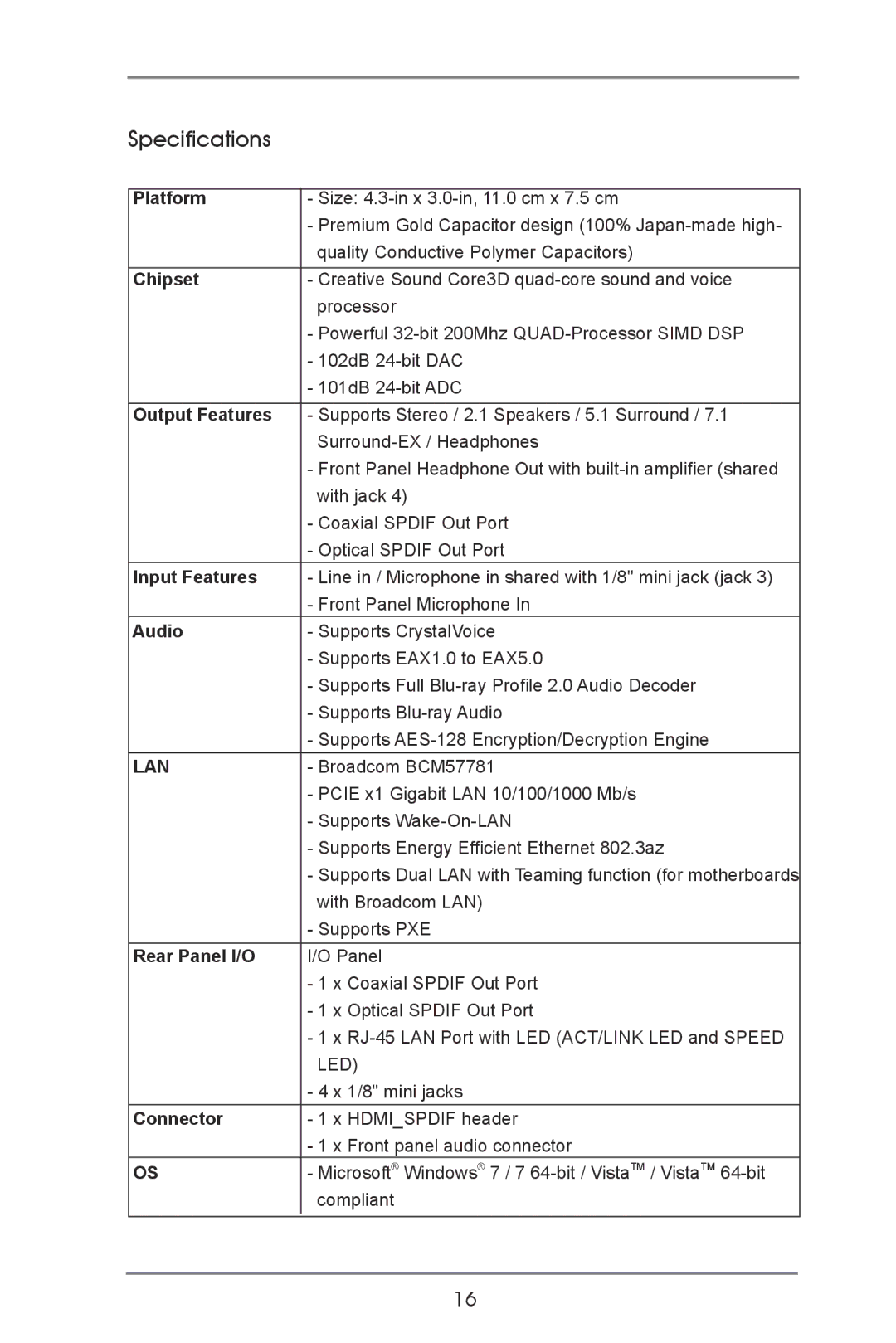 ASRock X79 Extreme9 manual Output Features, Input Features 