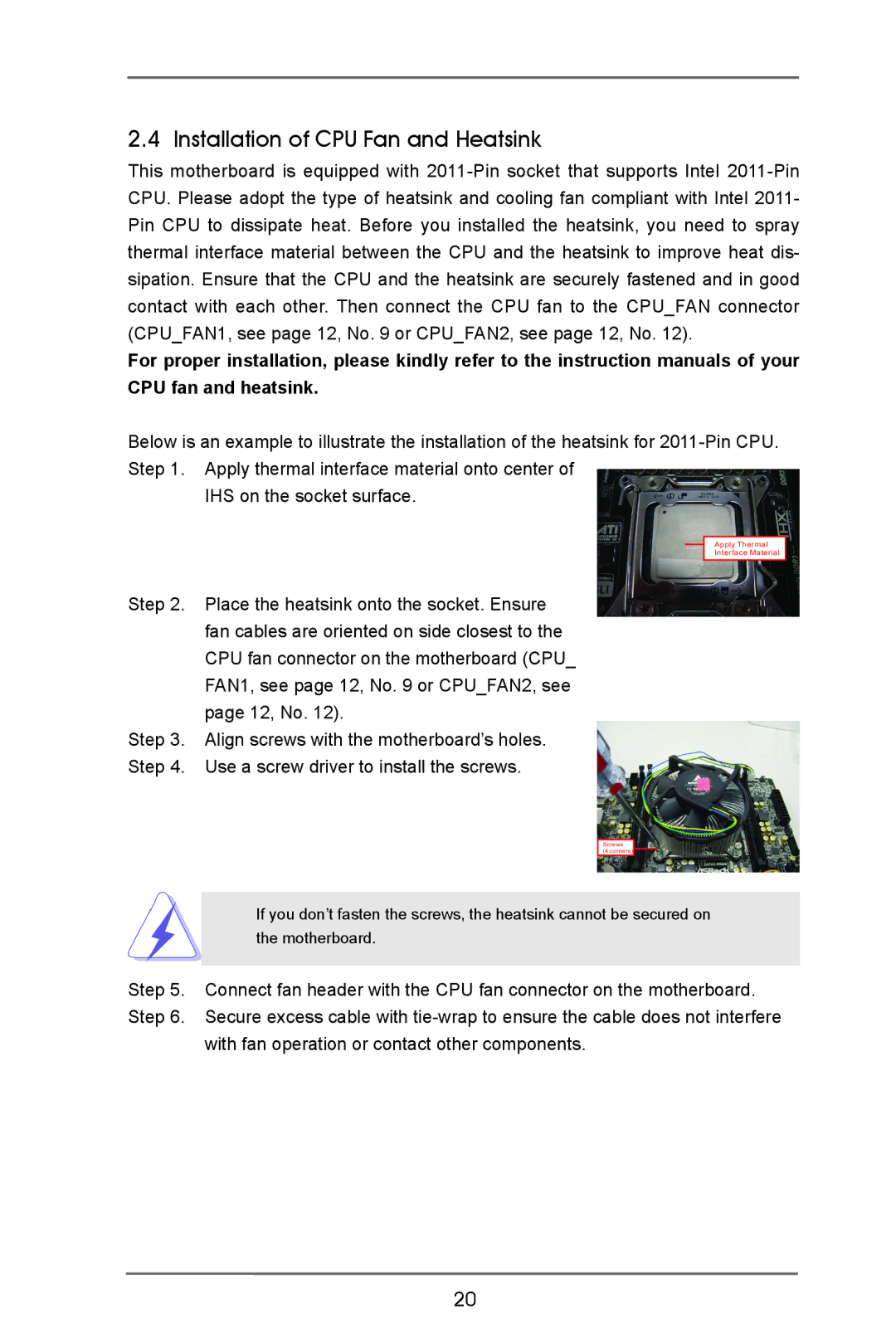 ASRock X79 Extreme9 manual Installation of CPU Fan and Heatsink 