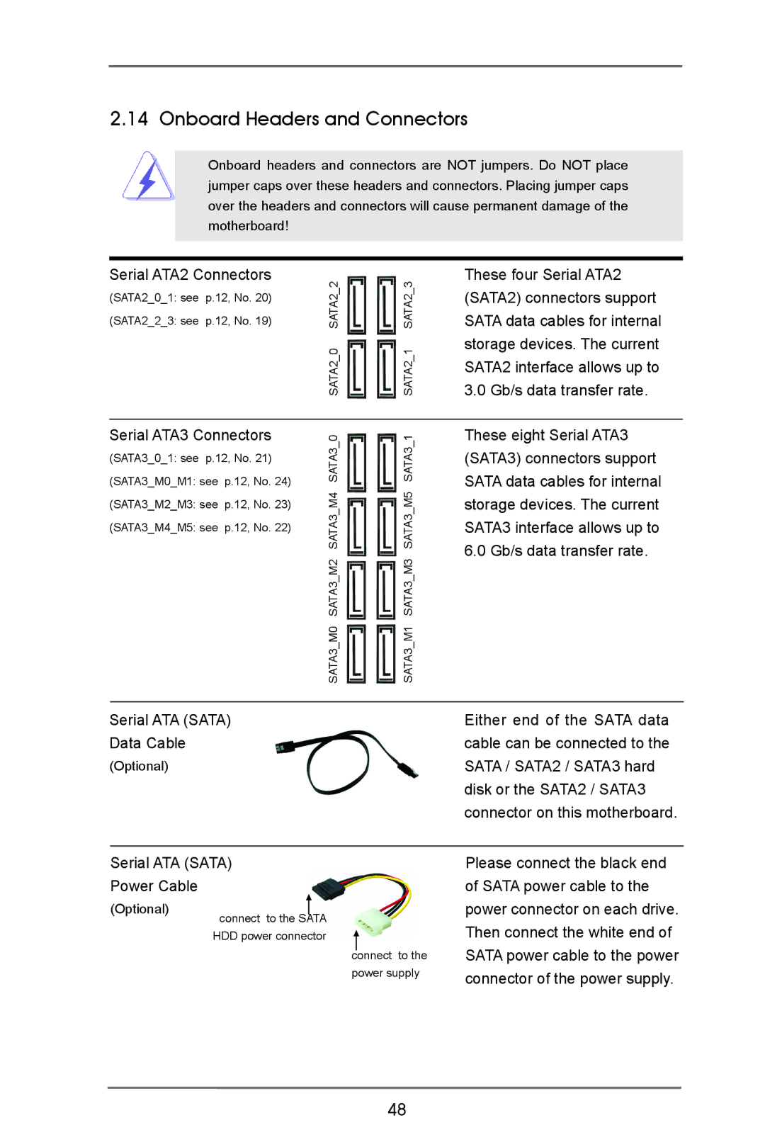 ASRock X79 Extreme9 manual Onboard Headers and Connectors, Serial ATA Sata Data Cable 