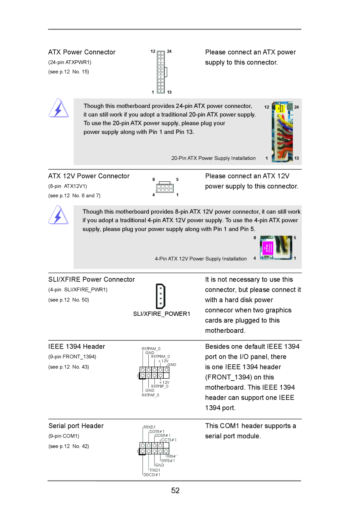 ASRock X79 Extreme9 manual ATX Power Connector, ATX 12V Power Connector 