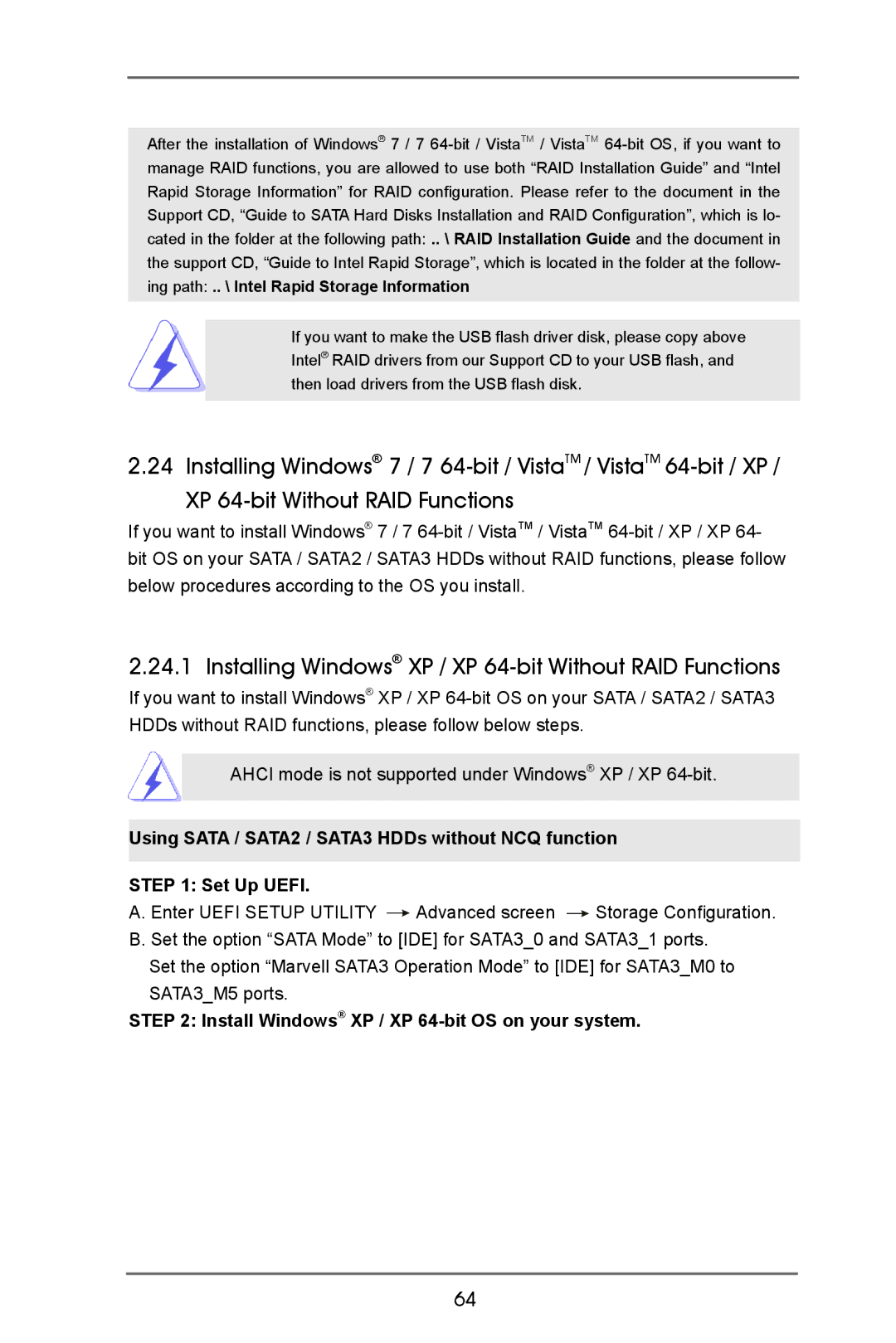 ASRock X79 Extreme9 manual Installing Windows XP / XP 64-bit Without RAID Functions 