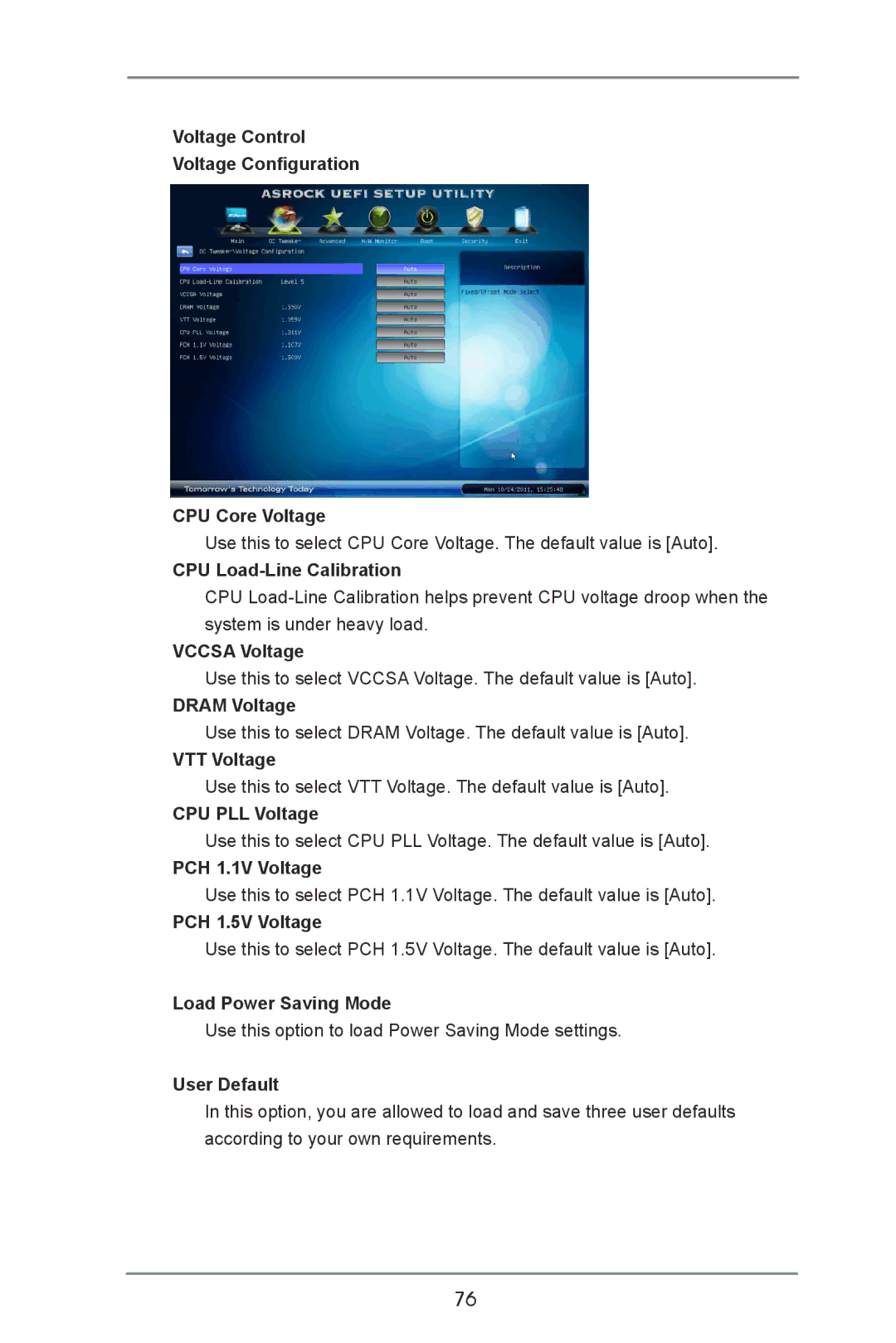 ASRock X79 Extreme9 manual Voltage Control Voltage Configuration CPU Core Voltage, CPU Load-Line Calibration, Vccsa Voltage 