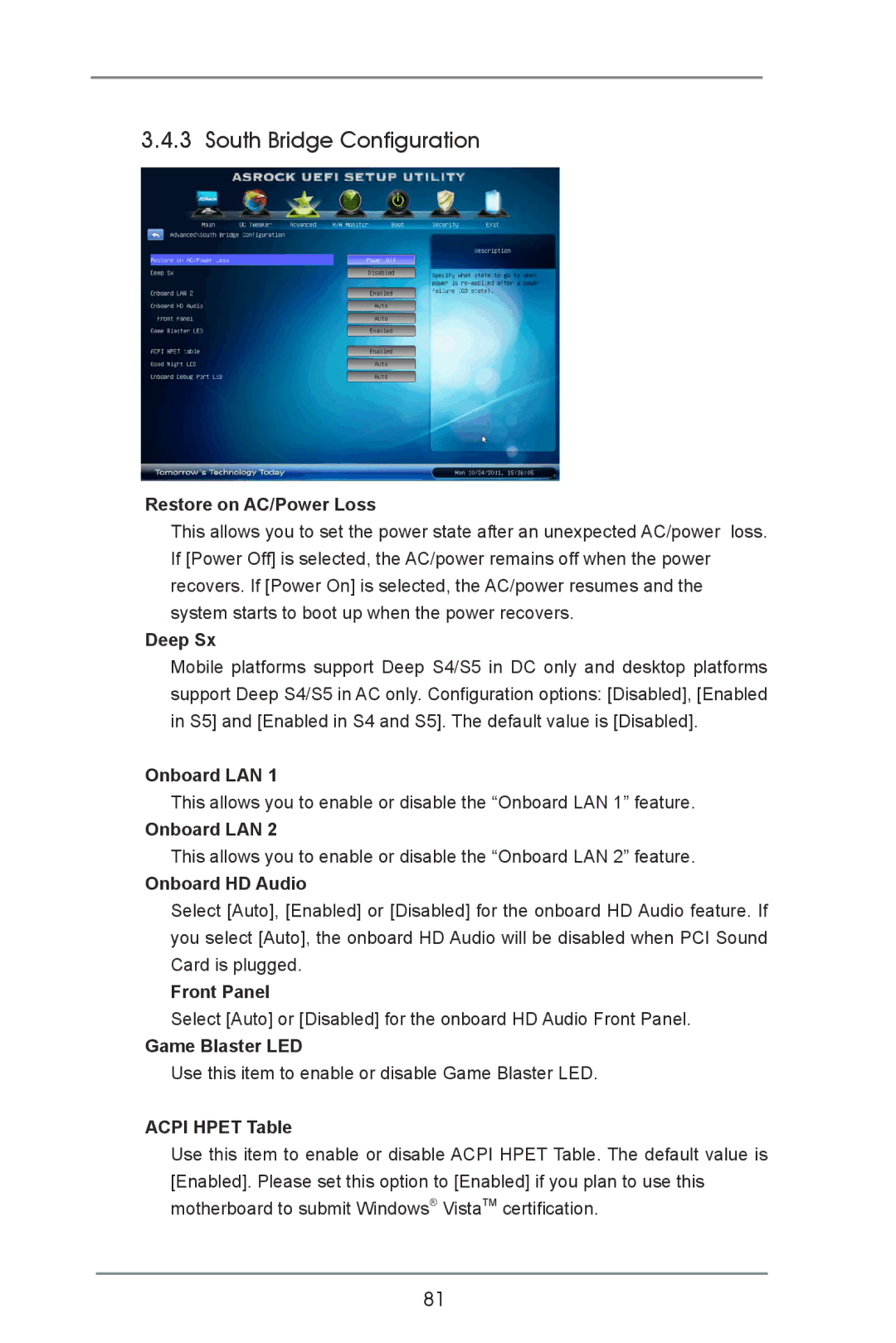 ASRock X79 Extreme9 manual South Bridge Configuration 