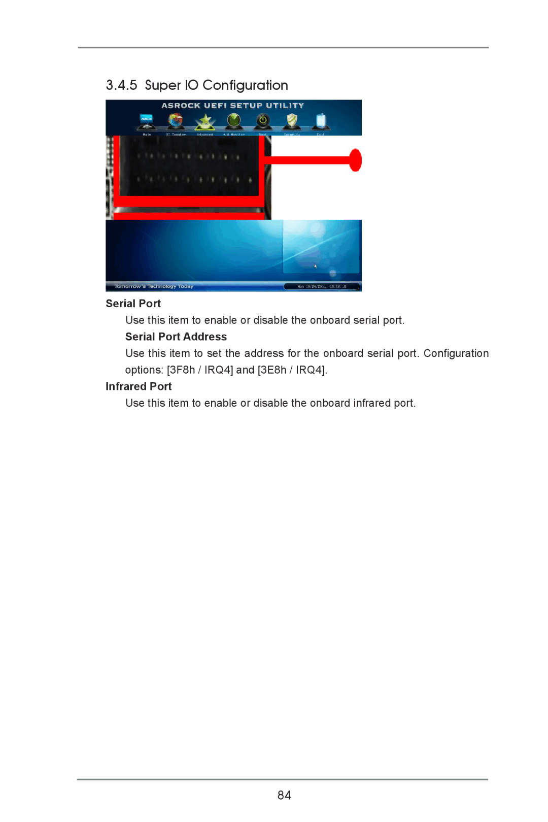 ASRock X79 Extreme9 manual Super IO Configuration, Serial Port Address, Infrared Port 