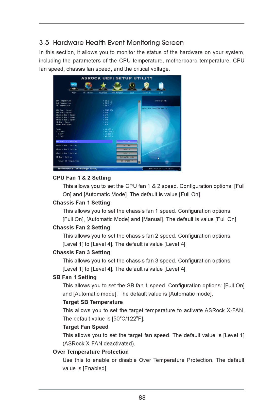 ASRock X79 Extreme9 manual Hardware Health Event Monitoring Screen 