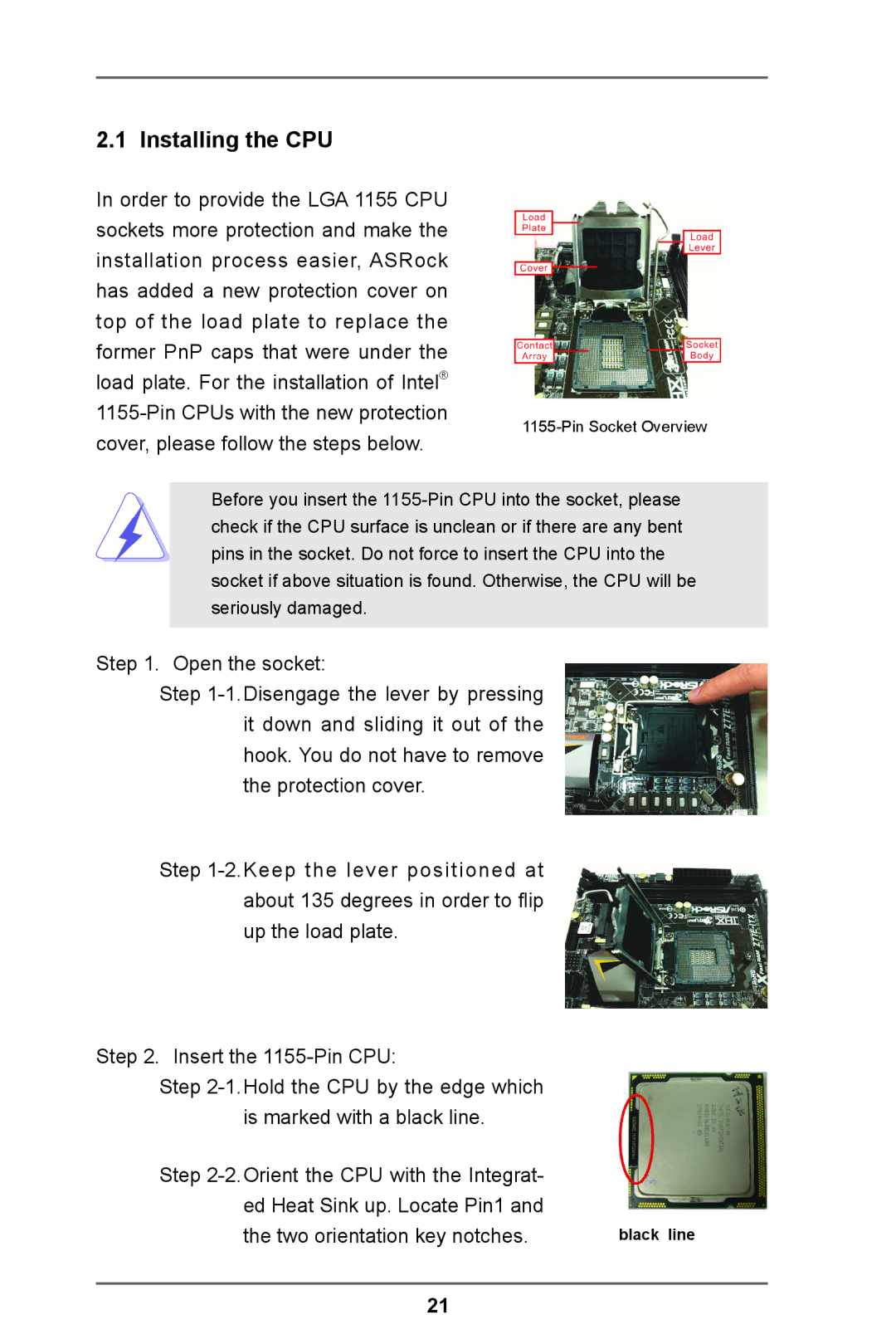 ASRock Z77 Extreme11 manual Installing the CPU, Cover, please follow the steps below 