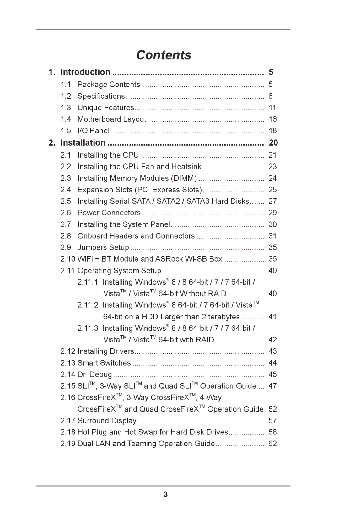 ASRock Z77 Extreme11 manual Contents 