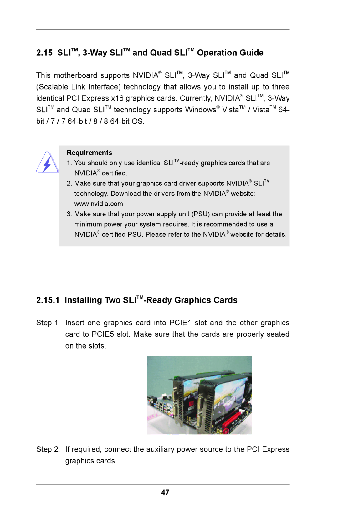 ASRock Z77 Extreme11 manual SLITM, 3-Way Slitm and Quad Slitm Operation Guide, Installing Two SLITM-Ready Graphics Cards 