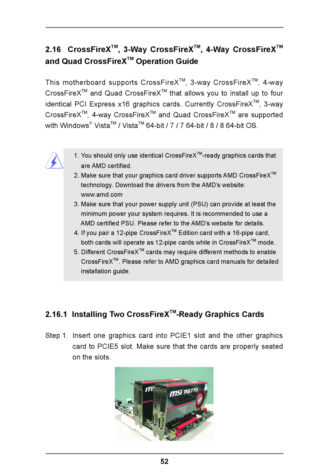 ASRock Z77 Extreme11 manual Installing Two CrossFireXTM-Ready Graphics Cards 