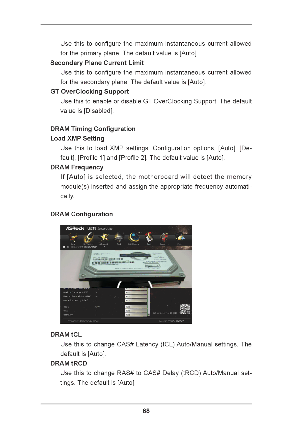 ASRock Z77 Extreme11 Secondary Plane Current Limit, GT OverClocking Support, Dram Timing Configuration Load XMP Setting 