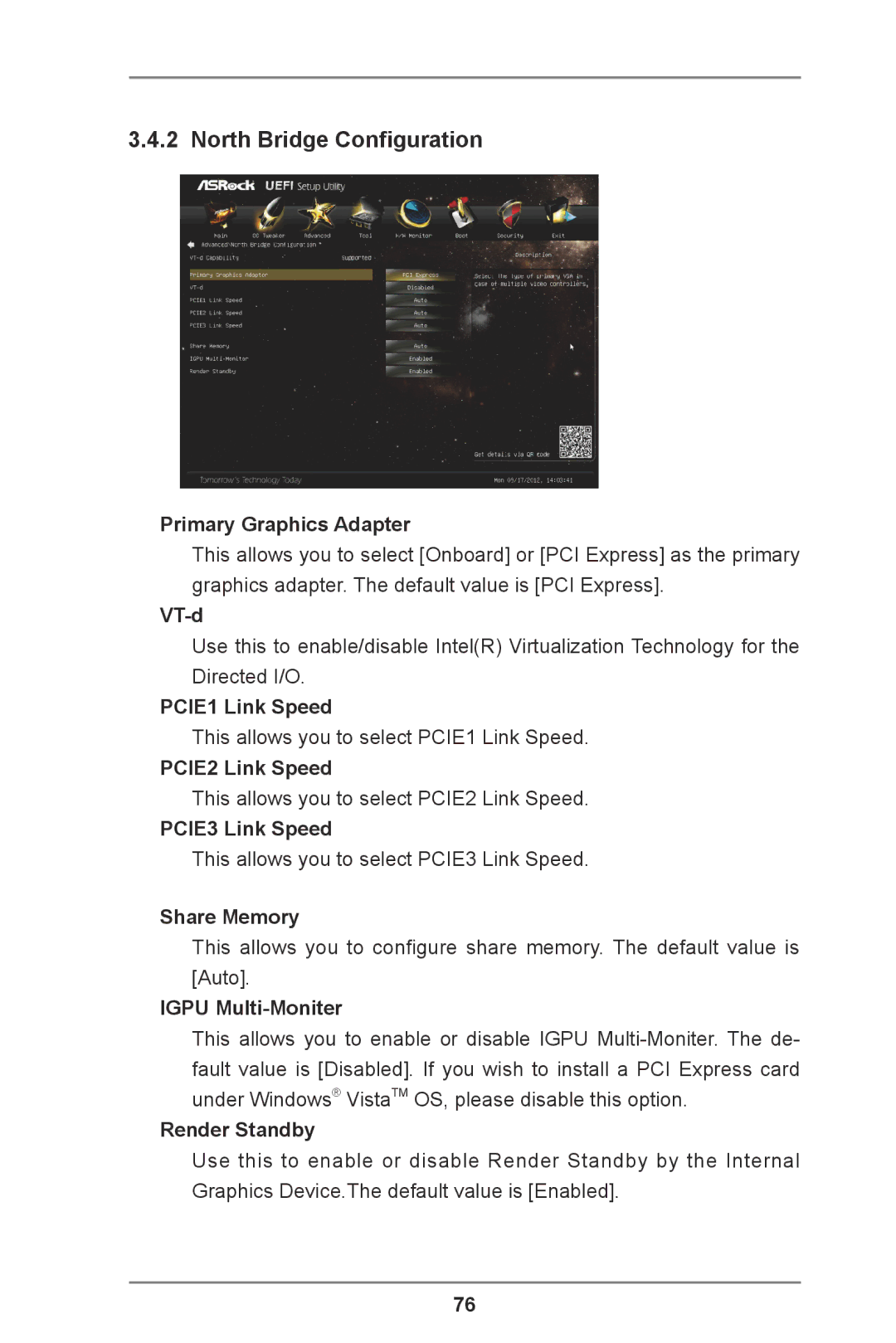 ASRock Z77 Extreme11 manual North Bridge Configuration 