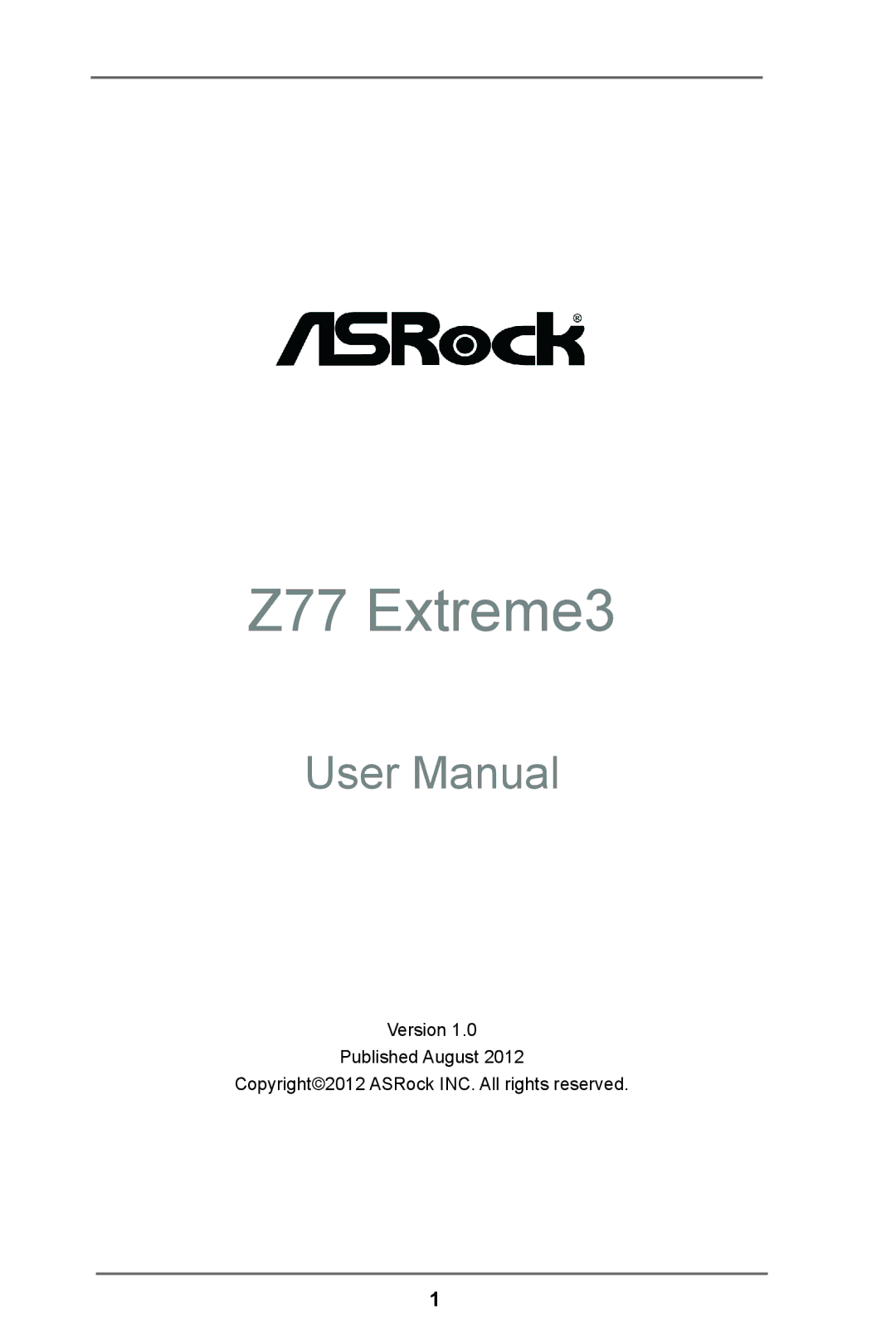 ASRock Z77 Extreme3 manual 