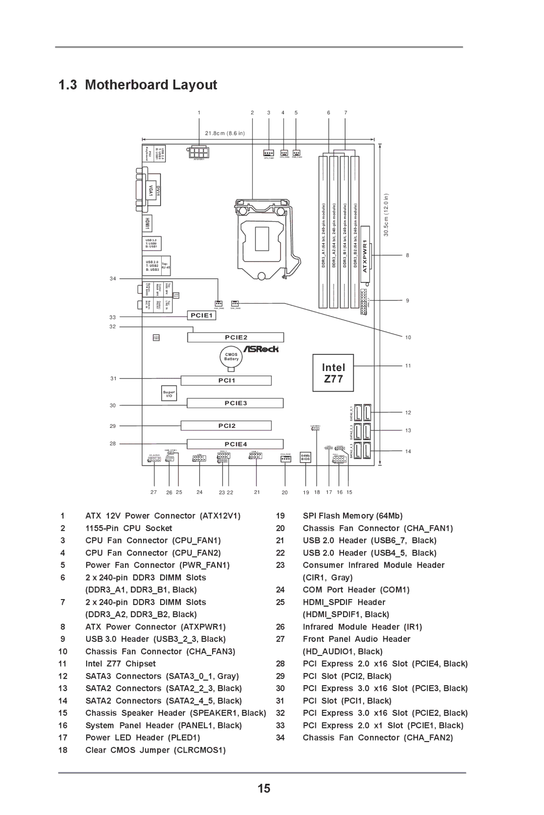 ASRock Z77 Extreme3 manual Motherboard Layout, XPWR1AT 