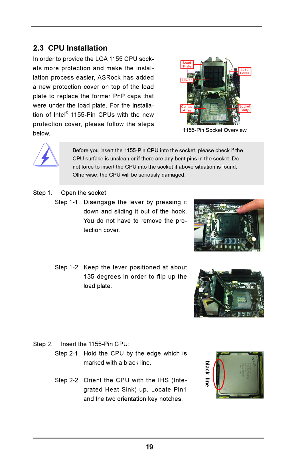 ASRock Z77 Extreme3 manual CPU Installation 