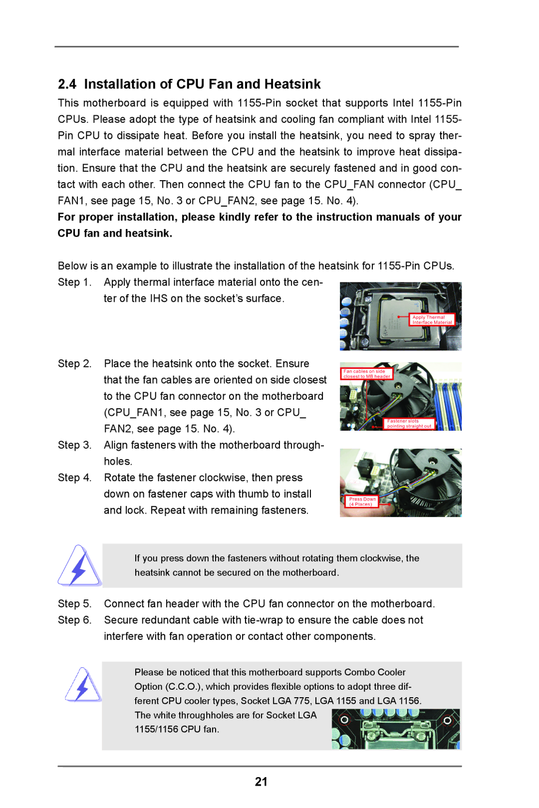 ASRock Z77 Extreme3 manual Installation of CPU Fan and Heatsink 