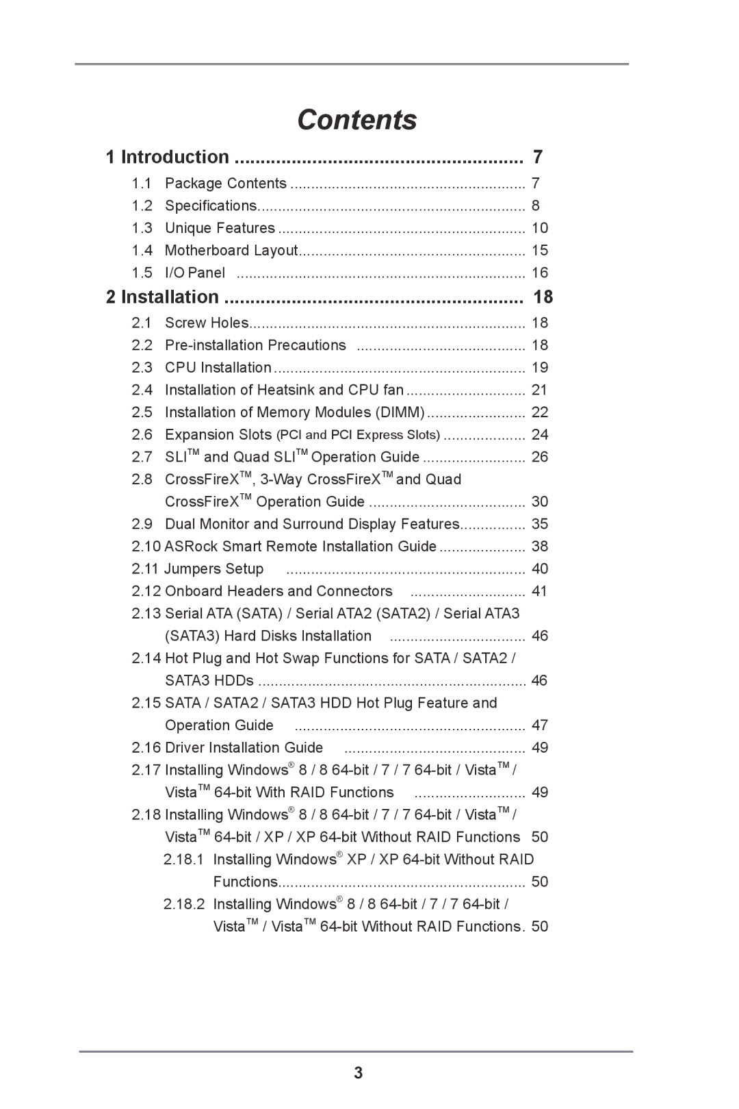 ASRock Z77 Extreme3 manual Contents 