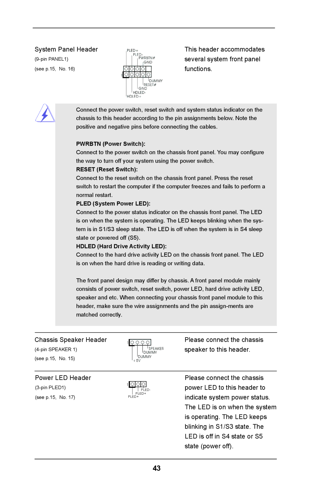 ASRock Z77 Extreme3 manual System Panel Header 