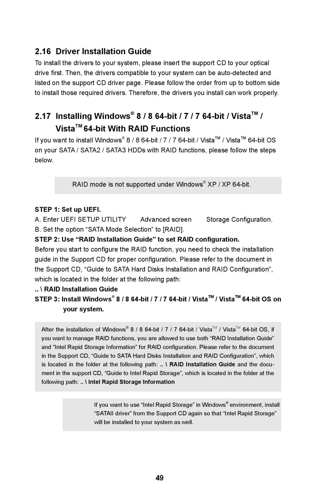 ASRock Z77 Extreme3 manual Driver Installation Guide, Set up Uefi, Use RAID Installation Guide to set RAID configuration 