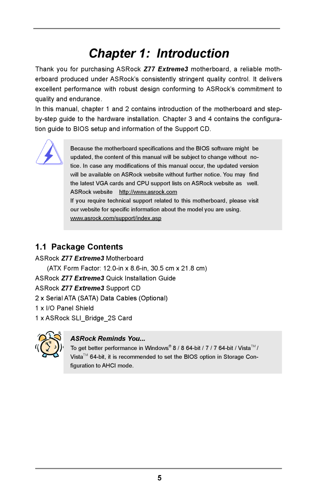 ASRock Z77 Extreme3 manual Introduction, Package Contents 