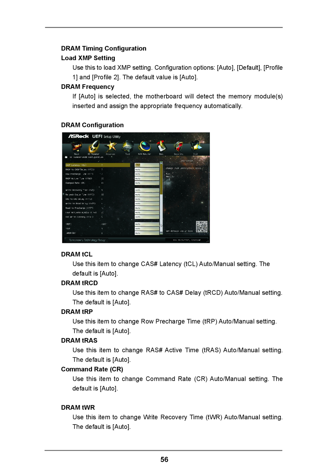 ASRock Z77 Extreme3 Dram Timing Configuration Load XMP Setting, Dram Frequency, Dram Configuration Dram tCL, Dram tRCD 