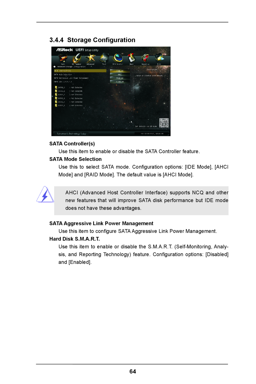 ASRock Z77 Extreme3 Storage Configuration, Sata Controllers, Sata Mode Selection, Sata Aggressive Link Power Management 