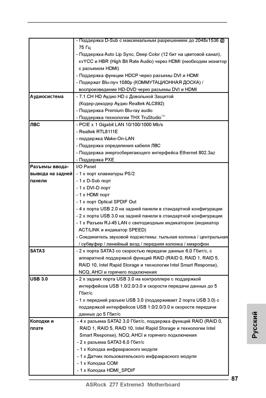 ASRock Z77 Extreme3 manual Аудиосистема, Разъемы ввода, Вывода на задней, Панели, Usb, Колодки и, Плате 