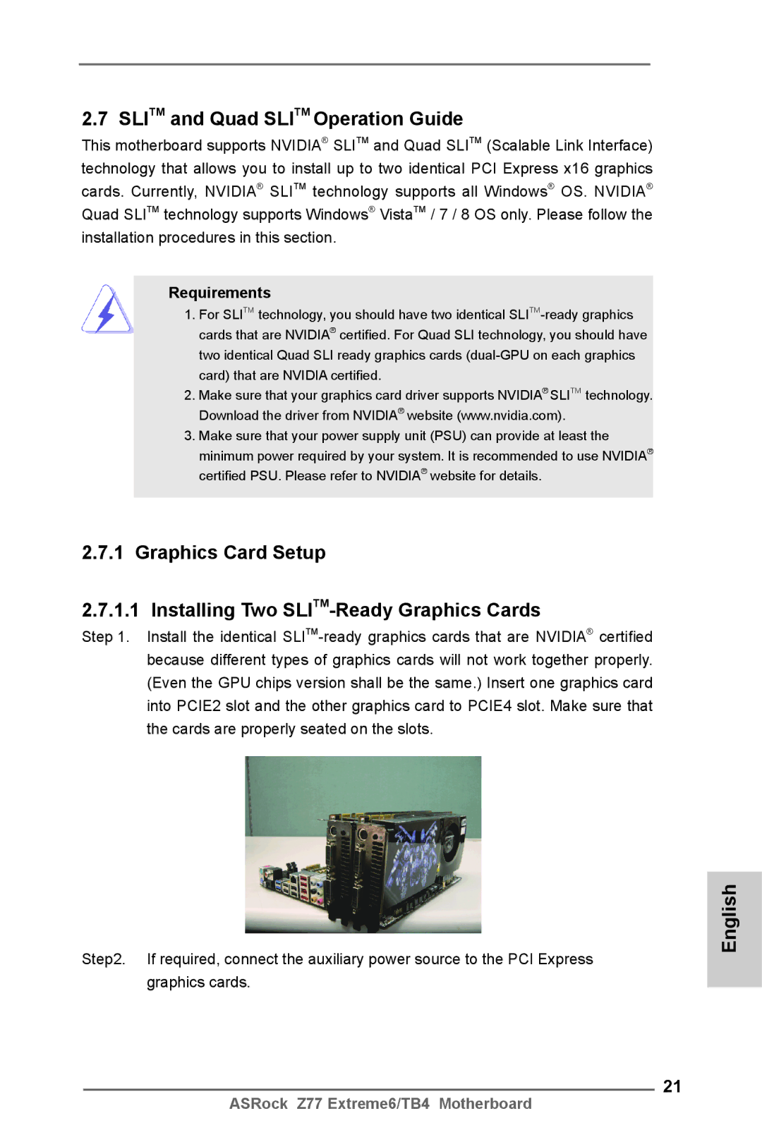 ASRock Z77 Extreme6/TB4 manual Slitm and Quad Slitm Operation Guide, Requirements 