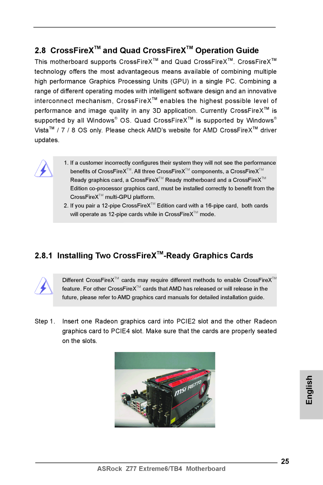 ASRock Z77 Extreme6/TB4 manual CrossFireXTM and Quad CrossFireXTM Operation Guide 