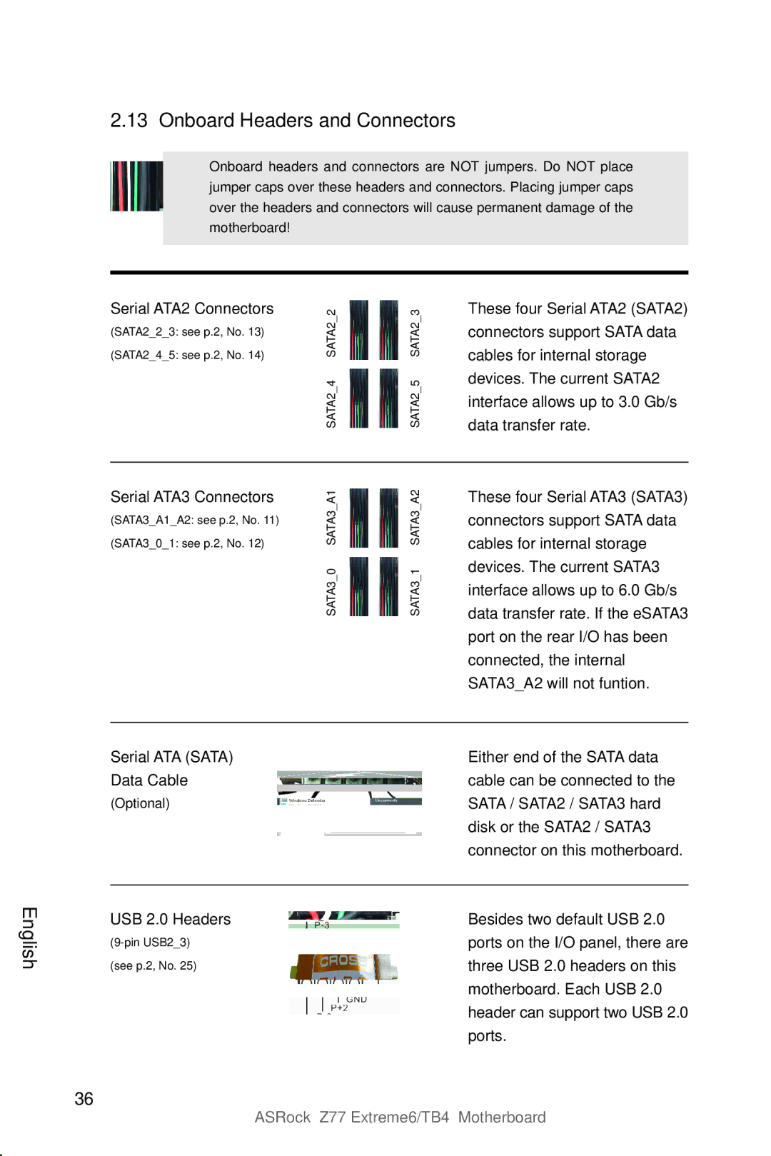 ASRock Z77 Extreme6/TB4 manual Onboard Headers and Connectors 